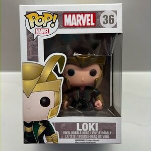 Marvel 36 Loki Funko Pop Vinyl Bobble-Head w/Gold Helmet protective cover
